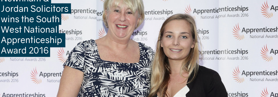 Newnham & Jordan Solicitors wins the South West National Apprenticeship Award 2016